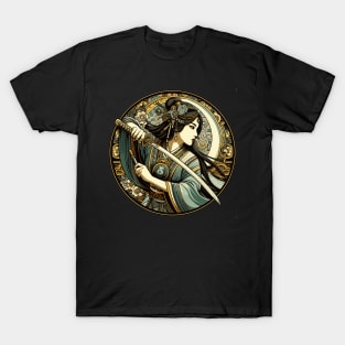 Chinese Sword Fighter - Art Noveau Style T-Shirt